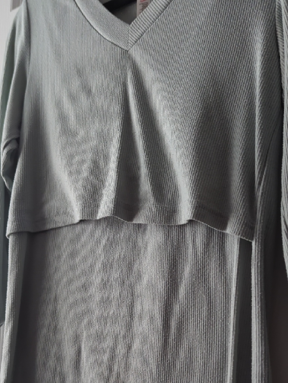 Latched Mama Light Sage Ribbed V-Neck Layered Tunic - Picture 3 of 3